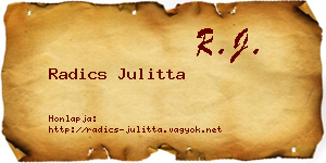 Radics Julitta névjegykártya